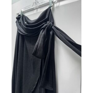 NWT GAP Black Wrap Midi Skirt | Jersey Knit Tie Waist Faux Wrap Size XL